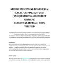 Sterile Processing Board Exam &lpar;CRCST&sol;CBSPD&rpar; &lpar;2026&sol;2027&rpar; &ndash; Sterile Processing & Instrument Reprocessing Certification Review &vert; 150 Practice Questions with Correct Answers