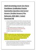 Adult-Gerontology Acute Care Nurse &NewLine;Practitioner Certification Practice &NewLine;Examination Questions And Correct &NewLine;Answers &lpar;Verified Answers&rpar; Plus &NewLine;Rationales 2026 Q&A &vert; Instant &NewLine;Download Pdf 