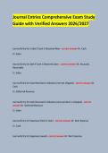 Journal Entries Comprehensive Exam Study Guide with Verified Answers 2026&sol;2027 