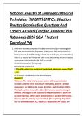 National Registry of Emergency Medical &NewLine;Technicians &lpar;NREMT&rpar; EMT Certification &NewLine;Practice Examination Questions And &NewLine;Correct Answers &lpar;Verified Answers&rpar; Plus &NewLine;Rationales 2026 Q&A &vert; Instant &NewLine;Download Pdf 