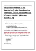 Certified Case Manager &lpar;CCM&rpar; &NewLine;Examination Practice Exam Questions &NewLine;And Correct Answers &lpar;Verified Answers&rpar; &NewLine;Plus Rationales 2026 Q&A Instant &NewLine;Download Pdf 
