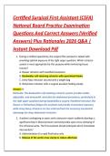 Certified Surgical First Assistant &lpar;CSFA&rpar; &NewLine;National Board Practice Examination &NewLine;Questions And Correct Answers &lpar;Verified &NewLine;Answers&rpar; Plus Rationales 2026 Q&A &vert; &NewLine;Instant Download Pdf 