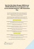 New York Site Safety Manager &lpar;SSM&rpar; Actual EXAM 2026&sol;2027 Accurate Questions with Correct Detailed Solutions &vert; 100&percnt; Guaranteed Pass&NewLine;&NewLine;