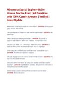 Minnesota Special Engineer Boiler &NewLine;License Practice Exam &vert; 60 Questions &NewLine;with 100&percnt; Correct Answers &vert; Verified &vert; &NewLine;Latest Update