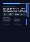  NURS 660 Psychopharmacology & Advanced Mental Health Exam 1 Actual 2026&sol;2027 &ndash; 100&percnt; Verified &vert; Detailed Rationales &ndash; Pass Guaranteed &ndash; A&plus; Graded 