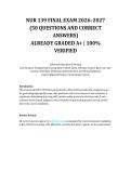 NUR 139 Final Exam &lpar;2026&sol;2027&rpar; &ndash; Nursing Comprehensive Final Practice Review &vert; 50 Practice Questions with Correct Answers