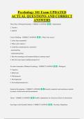Psychology 101 Exam UPDATED &NewLine;ACTUAL QUESTIONS AND CORRECT &NewLine;ANSWERS