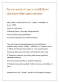 Fundamentals of Insurance &lpar;MB&rpar; Exam Questions With Correct Answers 