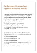 Fundamentals of Insurance Exam Questions With Correct Answers