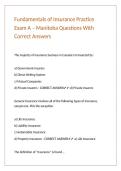 Fundamentals of Insurance Practice Exam A &ndash; Manitoba Questions With Correct Answers 