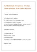 Fundamentals of Insurance - Practice Exam Questions With Correct Answers 