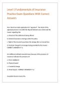 Level 1 Fundamentals of Insurance Practice Exam Questions With Correct Answers 