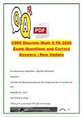 C960 Discrete Mathematics II &vert; 2026 Pre-Assessment Exam Prep &vert; 55&plus; Practice Questions & Detailed Solutions &vert; Algorithms&comma; Big-O&comma; Cryptography&comma; Probability & Recurrence Relations &vert; Western Governors University &lpar;WGU&rpar;