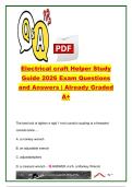 Electrical Craft Helper &vert; 2026 Exam Prep &vert; 300&plus; Practice Questions & Verified Answers &vert; Electrical Safety&comma; Hand & Power Tools&comma; Conduit Installation&comma; Rigging&comma; OSHA & Basic Electrical Theory &vert; Electrical Craft Helper Certificatio