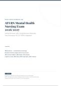 ATI RN MENTAL HEALTH PROCTORED ACTUAL EXAM 2026&sol;2027 &vert; NGN Questions with Verified Answers & Rationales &vert; Pass Guaranteed - A&plus; Graded
