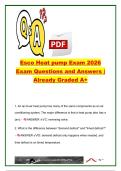 ESCO Heat Pump Certification Exam &vert; 2026 Exam Prep &vert; 100&plus; Practice Questions & Verified Answers &vert; Heat Pump Operation&comma; Defrost Cycles&comma; Reversing Valves&comma; Refrigerant Charging & HVAC Troubleshooting &vert; ESCO Institute Certification