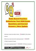 State Board Esthetician Practice Test &vert; 2026 Exam Prep &vert; 300&plus; Practice Questions & 100&percnt; Correct Answers &vert; Skin Anatomy&comma; Infection Control&comma; Facial Treatments&comma; Esthetics Theory & State Board Licensing