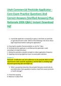 Utah Commercial Pesticide Applicator - &NewLine;Core Exam Practice Questions And &NewLine;Correct Answers &lpar;Verified Answers&rpar; Plus &NewLine;Rationale 2026 Q&A&vert; Instant Download &NewLine;Pdf 