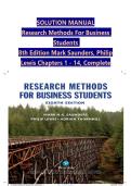 SOLUTION MANUAL Research Methods For Business Students 8th Edition Mark Saunders&comma; Philip Lewis Chapters 1 - 14&comma; Complete&NewLine;ISBN&colon;9781292208787&NewLine;