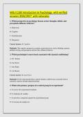 WGU C180 Introduction to Psychology  with verified &NewLine;answers 2026&sol;2027  with rationales 