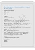 Event Management Final questions and answers grade&NewLine;A&plus; latest update&NewLine;4 Stages of Crisis Management&NewLine;1&period; Mitigation&NewLine;2&period; Preparedness&NewLine;3&period; Response&NewLine;4&period; Recovery&NewLine;Mitigation&NewLine;Contracts&comma; Insurance&comma; Security&NewLine;Preparedness&NewLine;Training staff&comma; emergency drills&comma; prep