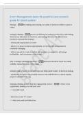 Event Management Exam &num;2 questions and answers&NewLine;grade A&plus; latest update&NewLine;Strategy - developing and carrying out a plan of action to achieve a goal or&NewLine;vision&NewLine;strategic planning - process of defining its strategy&comma; or direction&comma; and making&NewLine;decisions on all