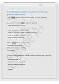 Event Management Exam 1 questions and answers&NewLine;grade A&plus; latest update&NewLine;event - organized occasion such as meeting&comma; convention&comma; exhibition&NewLine;components of an event - - events are organized&NewLine;- organizing takes place over time&NewLine;- events have several functions