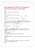 Event Management Midterm Exam questions&NewLine;and answers Graded A&plus; latest update&NewLine;MICE&NewLine;Meetings&comma; incentives&comma; conventions&comma; expositions&NewLine;MEEC&NewLine;Meetings&comma; Expositions&comma; Events&comma; and Conventions&NewLine;Hospitality&NewLine;Cordial&comma; sincere&comma; generous reception of guests&NewLine;Meeting