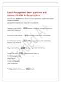 Event Management Exam questions and&NewLine;answers Graded A&plus; latest update&NewLine;Special Event - Always planned&comma; arouses expectations&comma; usually motivated by&NewLine;a reason to celebrate&NewLine;MANKIND'S EMOTIONAL NEED TO CELEBRATE&NewLine;Corporate events include&period;&period;&period; - seminars&comma; 