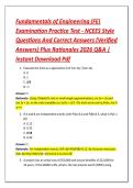 Fundamentals of Engineering &lpar;FE&rpar; &NewLine;Examination Practice Test - NCEES Style &NewLine;Questions And Correct Answers &lpar;Verified &NewLine;Answers&rpar; Plus Rationales 2026 Q&A &vert; &NewLine;Instant Download Pdf 