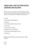 NUR253 EXAM 3 2026 TEST PAPER SOLVED&NewLine;QUESTIONS AND SOLUTIONS&NewLine;
