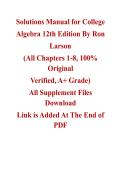 College Algebra&comma; 12th Edition &mdash; by Ron Larson &vert; Complete Solutions Manual &lpar;Ch&period; 1-8&rpar;