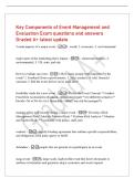 Key Components of Event Management and&NewLine;Evaluation Exam questions and answers&NewLine;Graded A&plus; latest update&NewLine;3 main impacts of a major event - 1&period; social&comma; 2&period; economic&comma; 3&period; environmental&NewLine;major parts of the marke