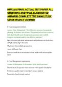 NUR2212 FINAL ACTUAL TEST PAPER ALL&NewLine;QUESTIONS AND WELL ELABORATED&NewLine;ANSWERS COMPLETE TEST BANK STUDY&NewLine;GUIDE HIGHLY VERIFIED