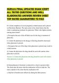 NUR2212 FINAL UPDATED EXAM SCRIPT&NewLine;ALL TESTED QUESTIONS AND WELL&NewLine;ELABORATED ANSWERS REVIEW SHEET&NewLine;TOP RATED GUARANTEED TO PASS&NewLine;