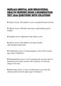NUR2459 MENTAL AND BEHAVIORAL&NewLine;HEALTH NURSING EXAM 3 EXAMINATION&NewLine;TEST 2026 QUESTIONS WITH SOLUTIONS&NewLine;