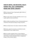 NUR2459 MENTAL AND BEHAVIORAL HEALTH&NewLine;NURSING FINAL 2026 COMPREHENSIVE&NewLine;REVIEW AND TESTED CONCEPTS&NewLine;