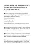 NUR2459 MENTAL AND BEHAVIORAL HEALTH&NewLine;NURSING FINAL 2026 MASTER REVISION&NewLine;NOTES AND PRACTICE SET