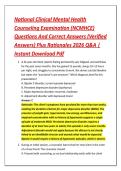 National Clinical Mental Health &NewLine;Counseling Examination &lpar;NCMHCE&rpar; &NewLine;Questions And Correct Answers &lpar;Verified &NewLine;Answers&rpar; Plus Rationales 2026 Q&A &vert; &NewLine;Instant Download Pdf 