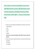 New Mexico General Building Contractor License &lpar;GB-98&rpar;&colon; Study Guide & Practice Exam with Verified Q&A &vert;