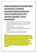 National Certification Corporation &lpar;NCC&rpar; &NewLine;Neonatal Nurse Practitioner &NewLine;Examination Questions And Correct &NewLine;Answers &lpar;Verified Answers&rpar; Plus &NewLine;Rationales 2026 Q&A &vert; Instant &NewLine;Download Pdf 