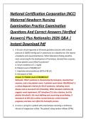 National Certification Corporation &lpar;NCC&rpar; &NewLine;Maternal Newborn Nursing &NewLine;Examination Practice Examination &NewLine;Questions And Correct Answers &lpar;Verified &NewLine;Answers&rpar; Plus Rationales 2026 Q&A &vert; &NewLine;Instant Download Pdf 