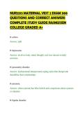 NUR2513 MATERNAL VEST 2 EXAM 300&NewLine;QUESTIONS AND CORRECT ANSWERS&NewLine;COMPLETE STUDY GUIDE RASMUSSEN&NewLine;COLLEGE GRADED A&plus;