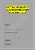 SLP Praxis with questions&NewLine;and well verified answers&NewLine;actual exam&excl;&excl;&excl; 2026