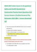 OSHA 500 Trainer Course in Occupational Safety and Health Standards for Construction Practice Exam Questions & Correct Answers &lpar;Verified Answers&rpar; Plus Rationales 2025&vert;2026 Q&A 