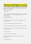 Elementary Math Methods Exam ACTUAL &NewLine;QUESTIONS AND CORRECT ANSWERS
