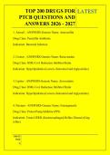 TOP 200 DRUGS FOR &NewLine;PTCB QUESTIONS AND &NewLine;ANSWERS 2026 - 2027 