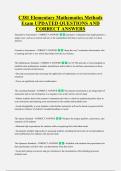 C381 Elementary Mathematics Methods &NewLine;Exam UPDATED QUESTIONS AND &NewLine;CORRECT ANSWERS
