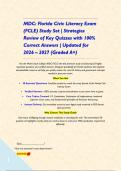 MDC&colon; Florida Civic Literacy Exam &lpar;FCLE&rpar; Study Set &vert; Strategies Review of Key Quizzes with 100&percnt; Correct Answers &vert; Updated for 2026 &ndash; 2027 &lpar;Graded A&plus;&rpar;&NewLine;
