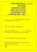 WITS PERSONAL &NewLine;TRAINER &NewLine;CERTIFICATION &NewLine;PRACTICE EXAM &NewLine;QUESTIONS AND &NewLine;ANSWERS 2026 - 2027
